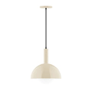 Cream glass globe pendant with matching top cap and dark cord