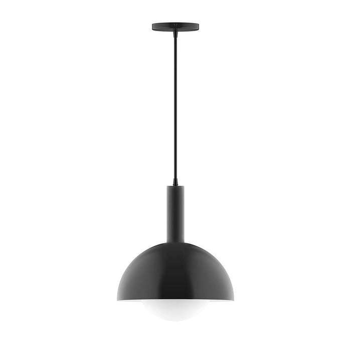 Ray 12" Pendant with Glass Globe in Black