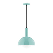 Sea green glass globe pendant with black cord and matching ceiling canopy