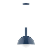 Navy pendant light with dome shade and glass globe