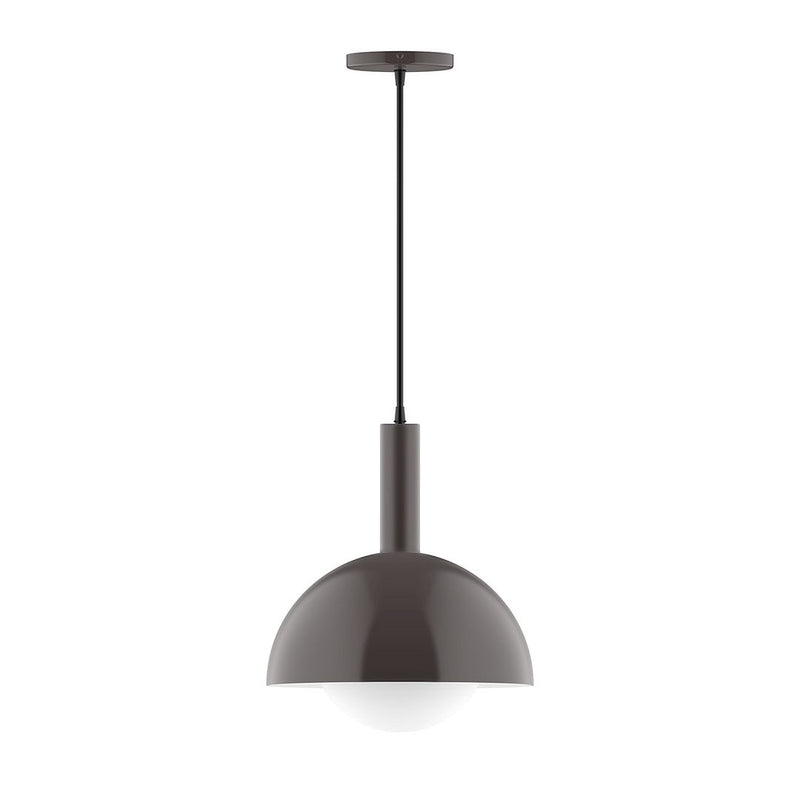 Architectural bronze pendant with frosted glass globe and slim hanging rod