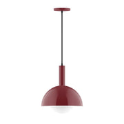 12 in barn red pendant light with frosted glass globe and straight cord