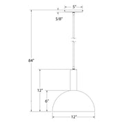 Ray pendant lamp dimensions: 12-inch dome shade, 84-inch overall height