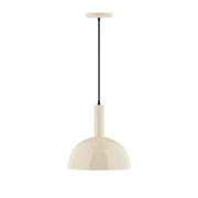 Ray 12 in LED pendant with cream dome shade and black hanging cord