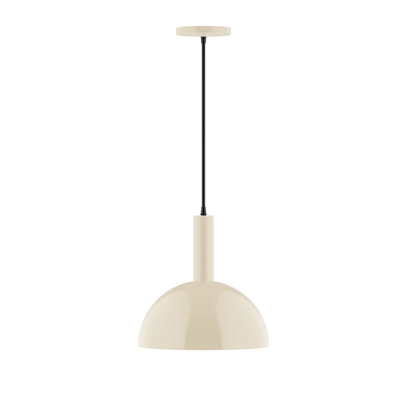 Cream dome pendant shade with black cord, 12-inch hanging light