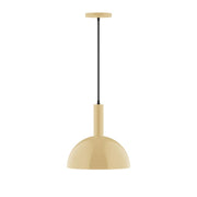 Ivory LED pendant light with dome shade and black cord, 12 in.
