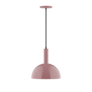 Mauve Ray 12-inch dome pendant light with hanging rod and canopy
