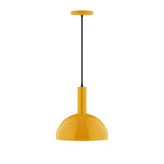 Bright yellow dome pendant light with dark cord and matching ceiling cap