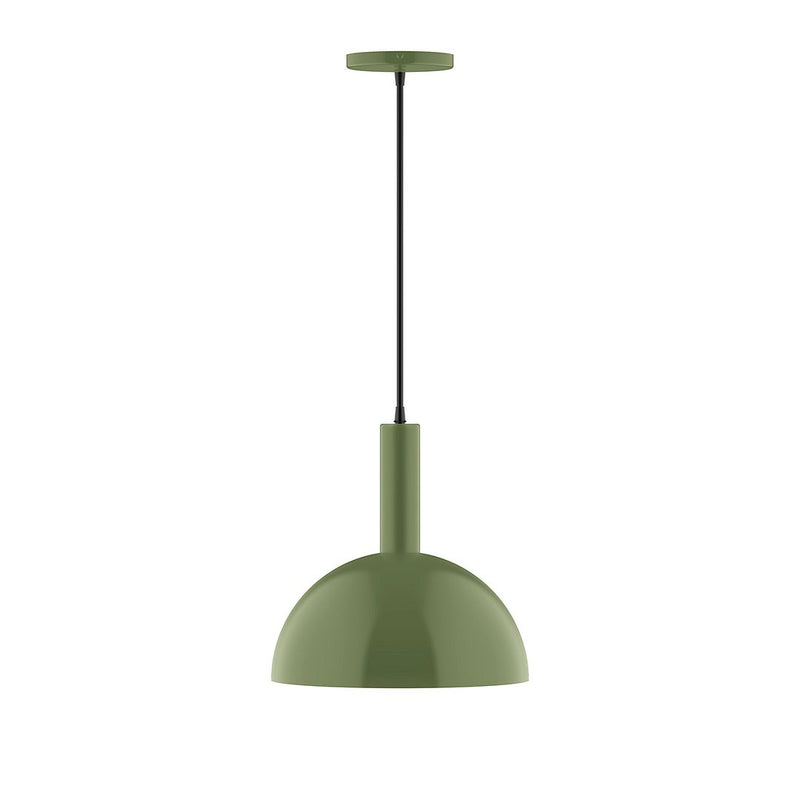 Fern green LED pendant with dome shade and straight suspension cord
