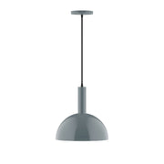 Slate gray dome pendant light with straight cord and slim ceiling canopy