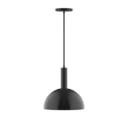 Ray 12-inch pendant light with matte black dome shade and straight black cord