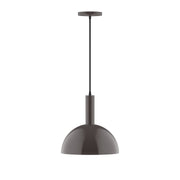 12-inch LED pendant light with architectural bronze dome shade and black cord