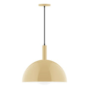 Ivory pendant light with frosted glass globe and black cord