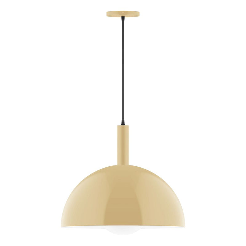 Ivory pendant light with frosted glass globe and black cord