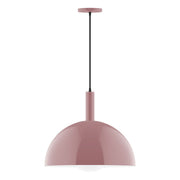 Mauve glass globe pendant with black cord and ceiling canopy