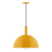 18-in glass globe pendant with bright yellow canopy and black cord