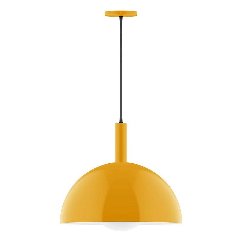 18-in glass globe pendant with bright yellow canopy and black cord
