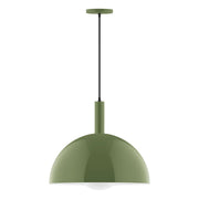 Fern green glass globe pendant with straight stem and round canopy