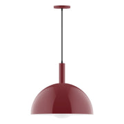 Barn red glass globe pendant with domed shade and black hanging stem