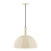 Cream dome pendant light with fabric shade and hanging cord