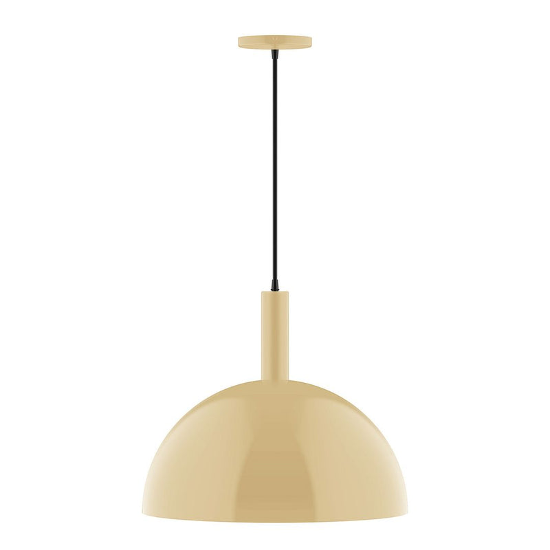 Ivory LED pendant light with dome shade and black cord