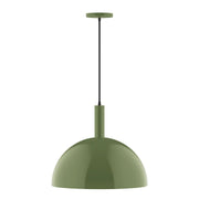 Fern green LED pendant with dome shade and hanging cord