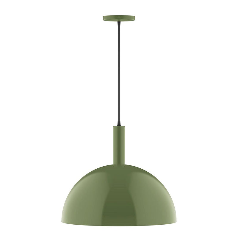 Fern green dome pendant with dark stem and round ceiling canopy