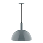 Slate gray dome pendant light with straight hanging stem and ceiling canopy