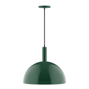 Forest green 18-inch dome pendant lamp with round shade and hanging stem