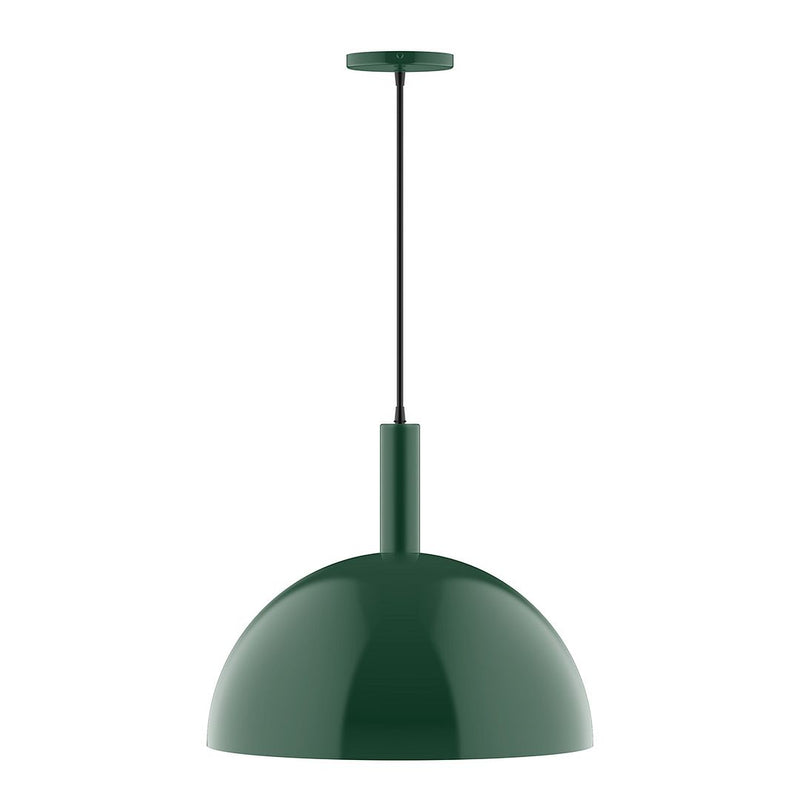 Ray 18-inch pendant light with forest green dome shade and hanging cord