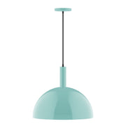 Sea green dome pendant light with black cord and round ceiling canopy