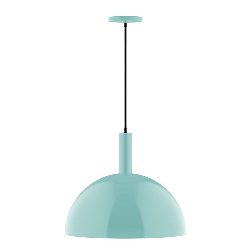 Sea green dome pendant light with black cord and round canopy