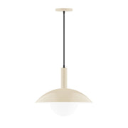 Cream glass globe pendant with dark cord and white top cap