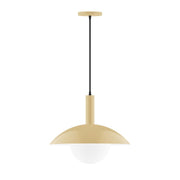 Ivory glass globe pendant light with a dark cord and round canopy