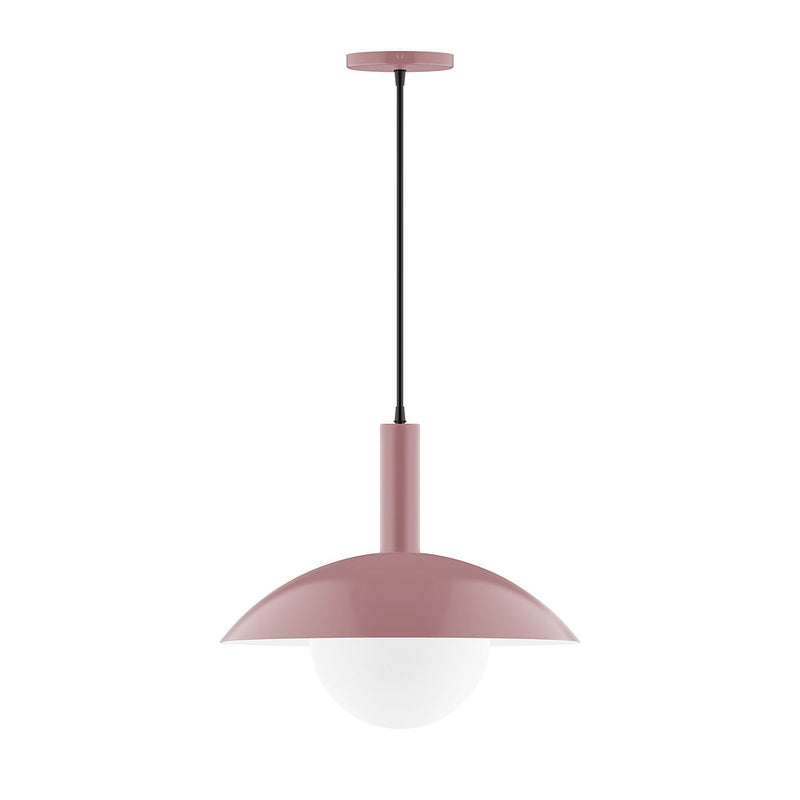 Mauve 16 in pendant light with frosted glass globe and fabric cord