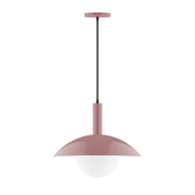 Mauve pendant light with glass globe and straight cord
