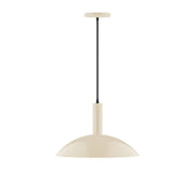 Cream 16-inch pendant light with dome shade and black cord