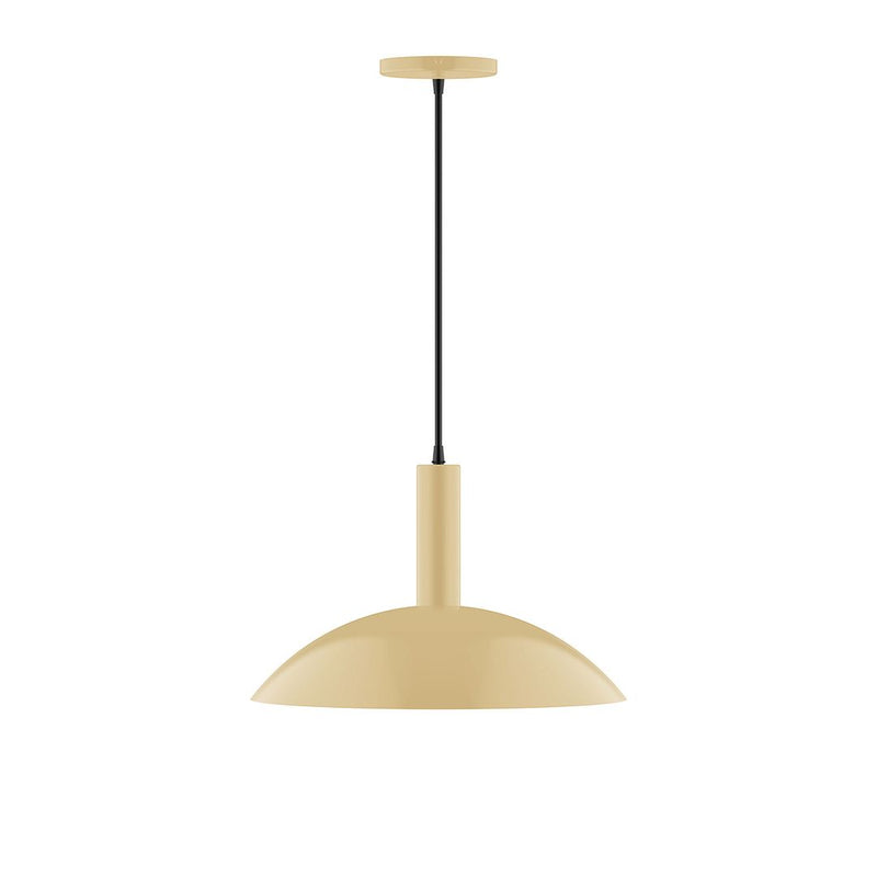 Glow 16-inch pendant light with ivory bell shade and black cord