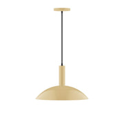 Ivory LED pendant light with dome shade and black cord