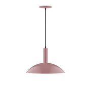 Mauve 16-inch pendant light with dome shade and black stem