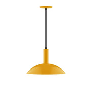 Bright yellow 16-in pendant lamp with dome shade and black cord