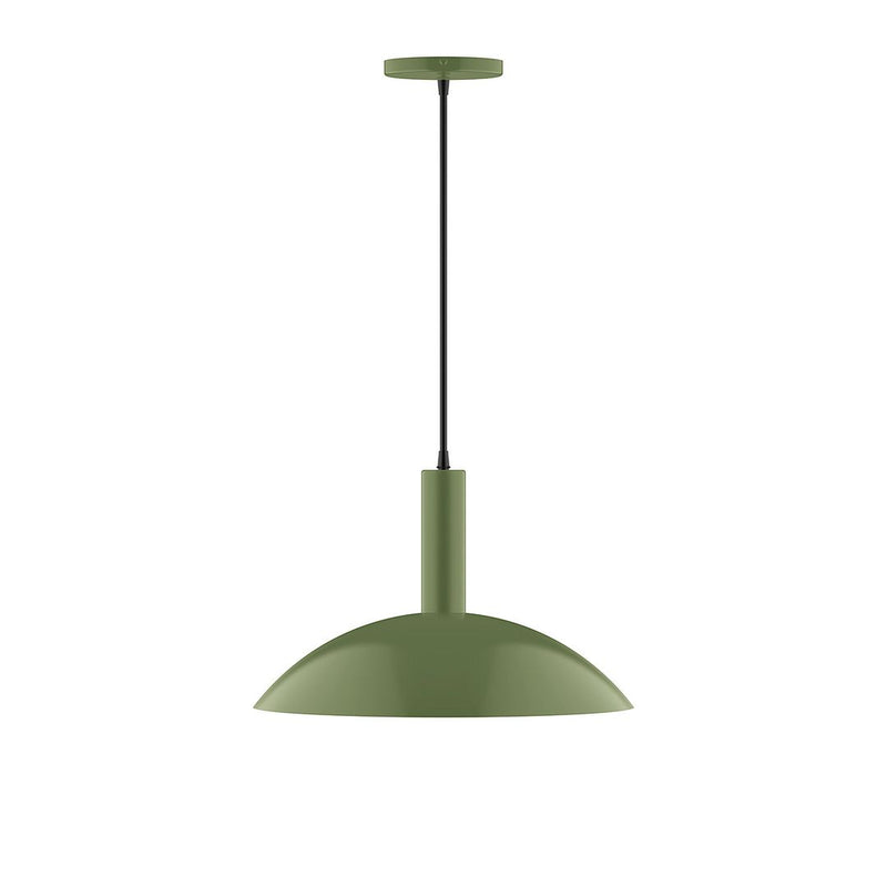 Fern green LED pendant light with bell shade and hanging stem