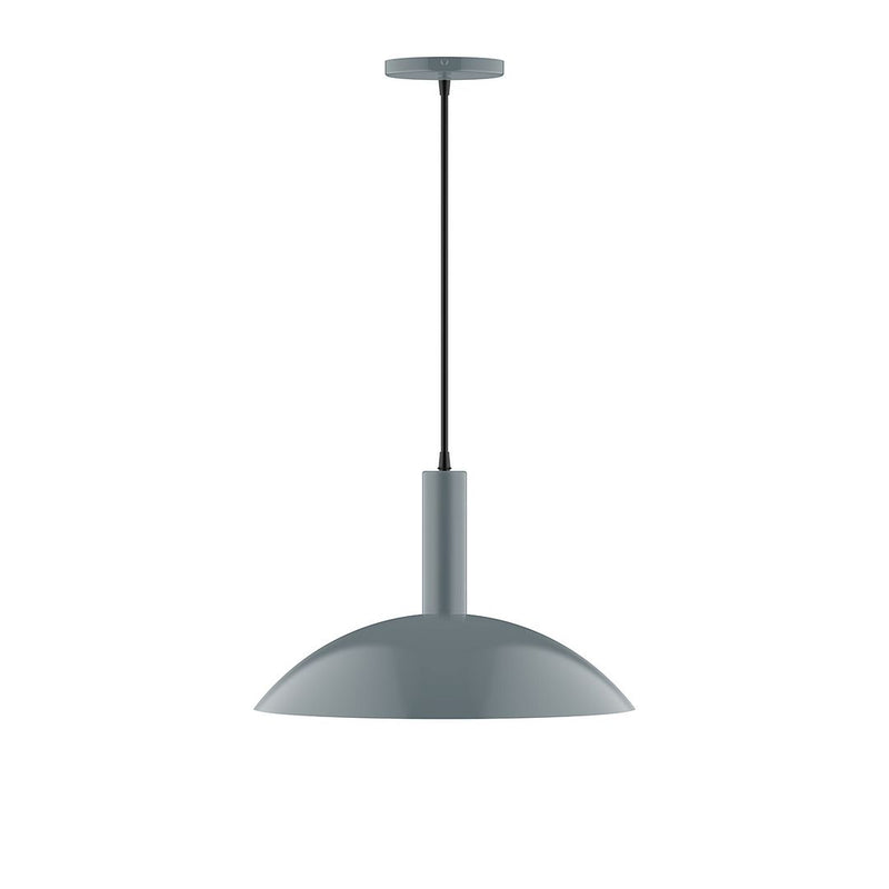 Slate gray dome pendant light with downrod and cord