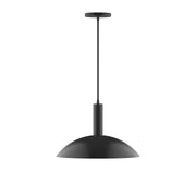 16-inch black pendant lamp with round bell shade and hanging cord