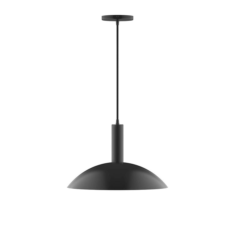 16-inch pendant light with matte black dome shade and straight canopy mount