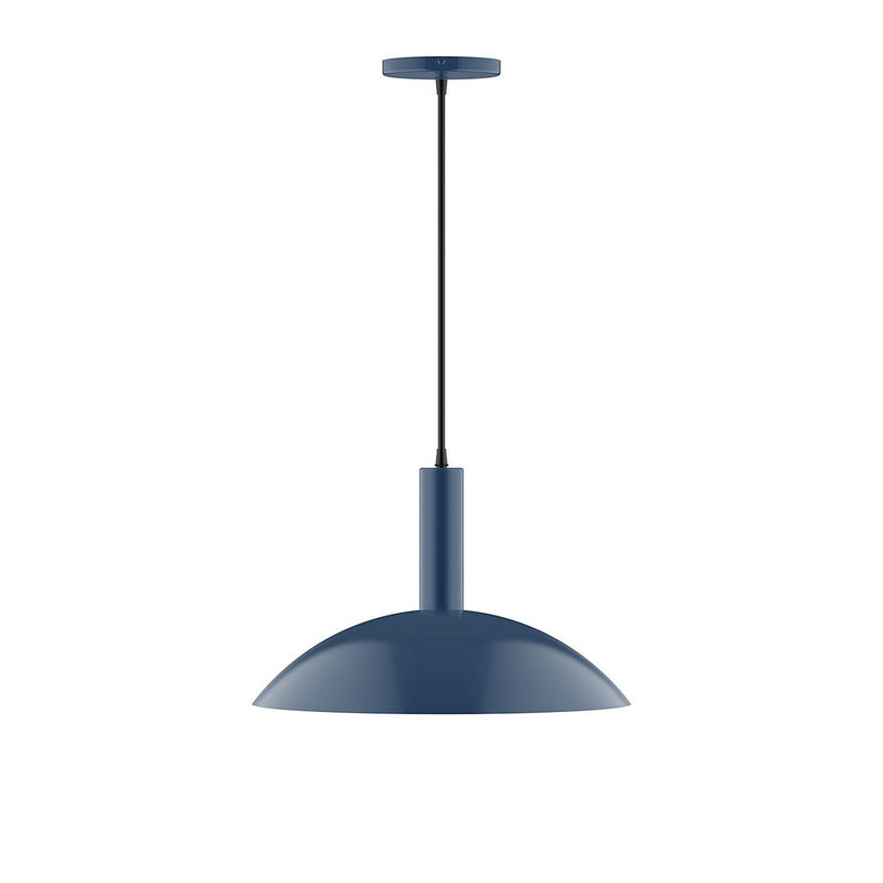 Navy 16 in LED pendant light with dome shade and straight hanging cord