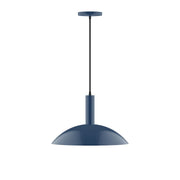 Navy LED pendant with domed shade and straight cord, 16 in length