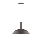 Glow 16" pendant light with dark architectural bronze dome shade and cord