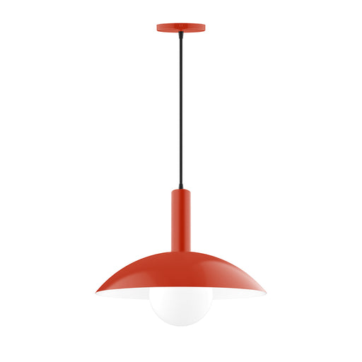 Vermillion dome pendant with glass globe diffuser and hanging cord