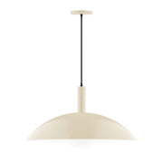 Cream glass globe pendant with black cord and matching canopy, 24-inch dome globe